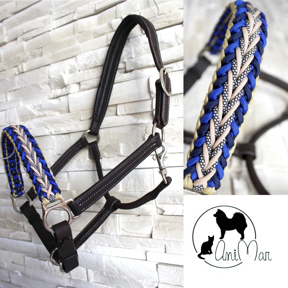 Muserolle de Licol personnalisable - Animar Licol cheval cuir et paracord